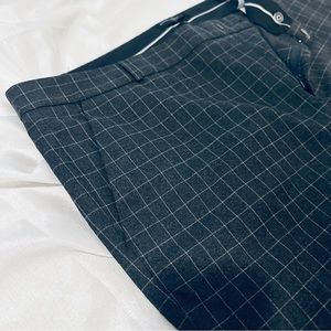 banana republic mid rise ryan charcoal windowpane flannel pants size 18
